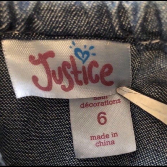 Justice Girls Blue Jean Romper Size 6 - Picture 4 of 7